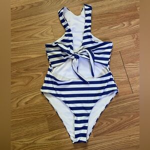Striped Blue and White Women’s Swimsuit